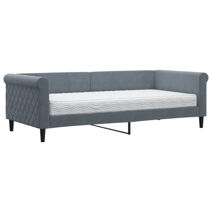 Lit de jour avec matelas gris foncé 90x200 cm velours - 2