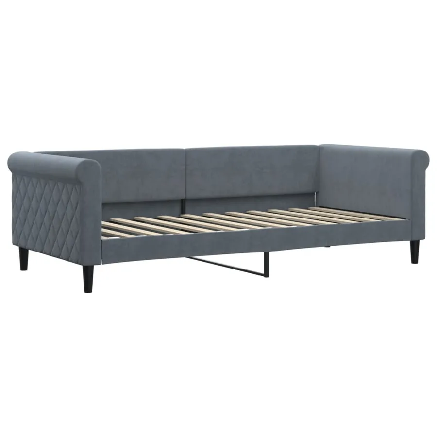 Lit de jour avec matelas gris foncé 90x200 cm velours - 3