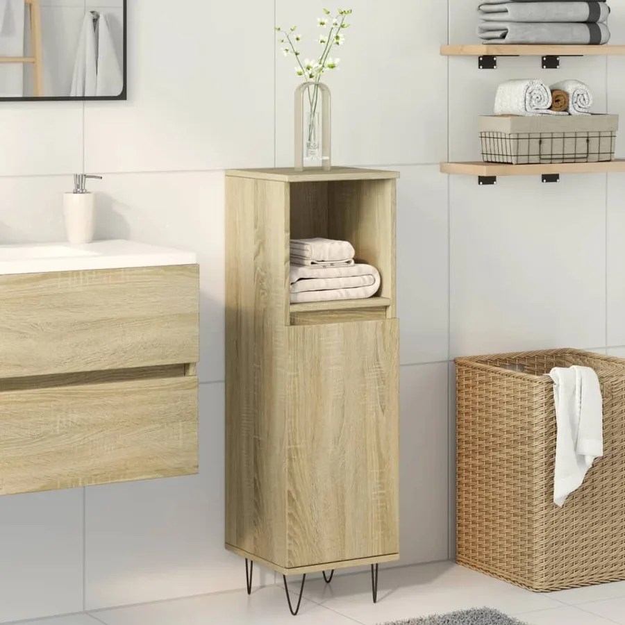 Armoire salle de bain chêne sonoma 30x30x100 cm - 3