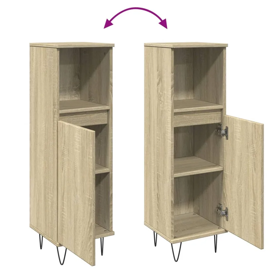 Armoire salle de bain chêne sonoma 30x30x100 cm - 7