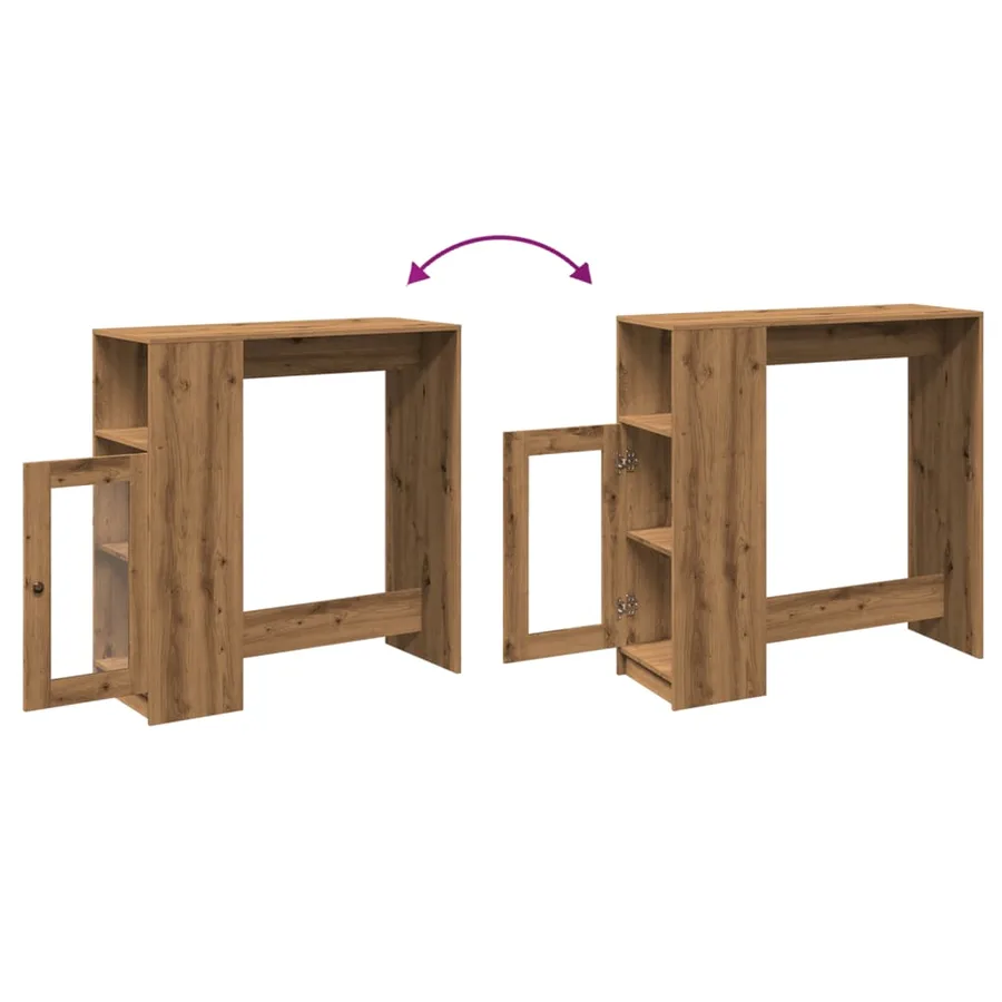 Table de bar avec étagères chêne artisanal bois d'ingénierie - 8
