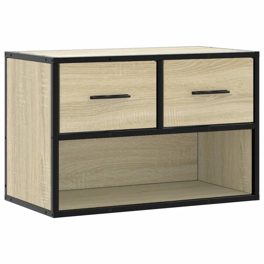 Meuble TV chêne sonoma 60x31x39,5 cm bois d'ingénierie et métal - 2