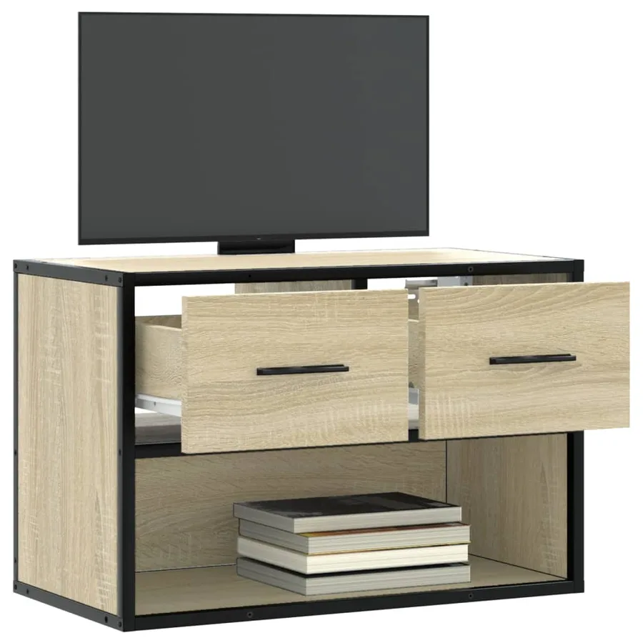 Meuble TV chêne sonoma 60x31x39,5 cm bois d'ingénierie et métal - 3