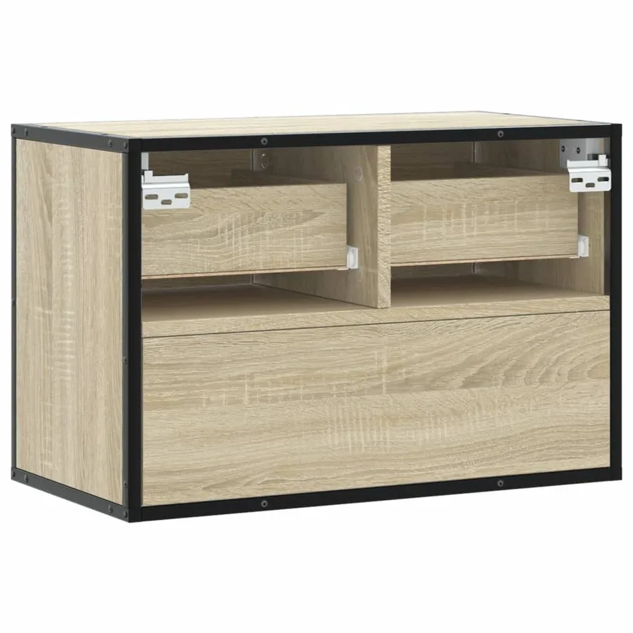 Meuble TV chêne sonoma 60x31x39,5 cm bois d'ingénierie et métal - 6