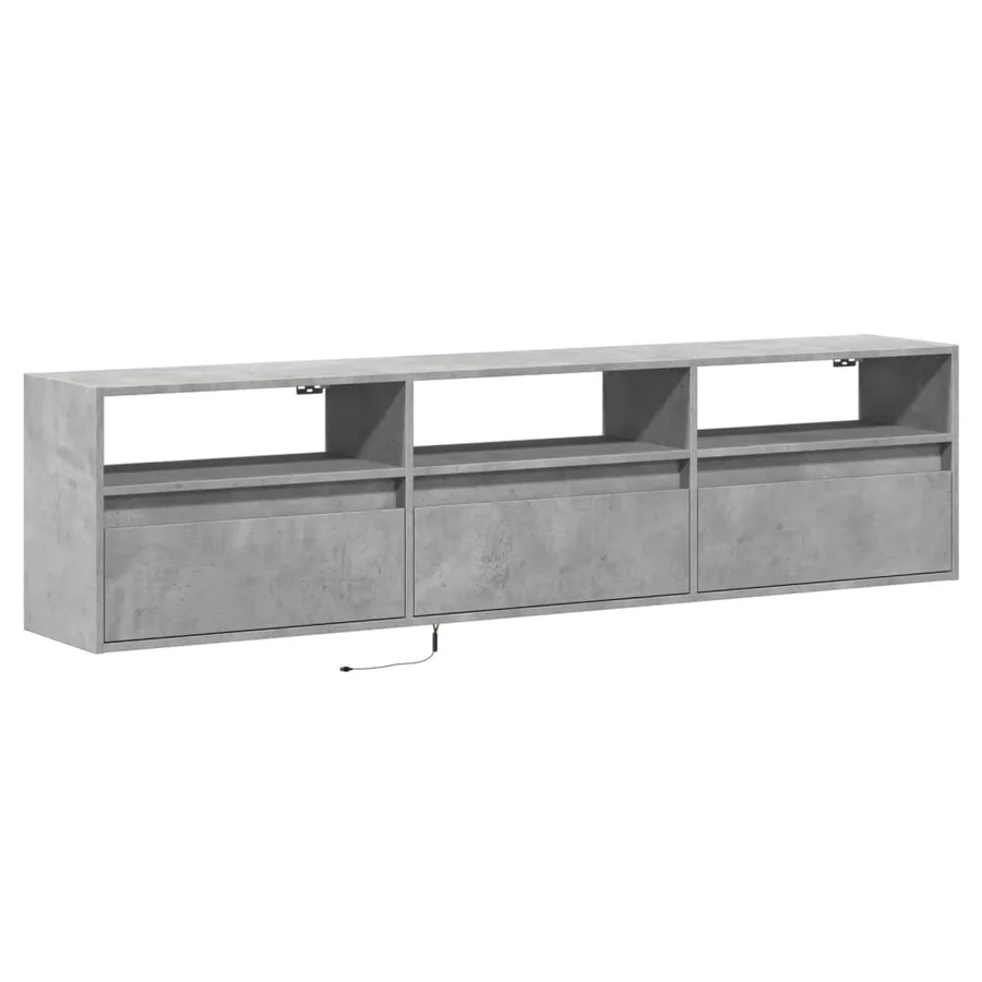 Meuble TV mural avec LED gris béton 180x31x45 cm - 3
