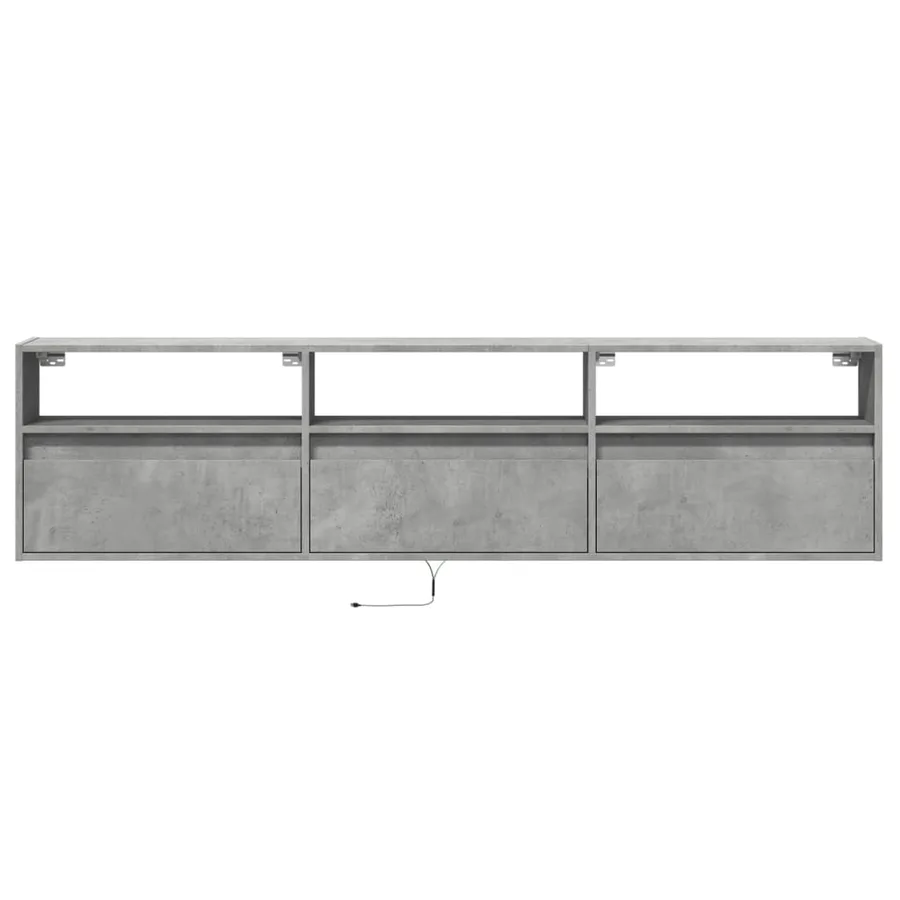 Meuble TV mural avec LED gris béton 180x31x45 cm - 6