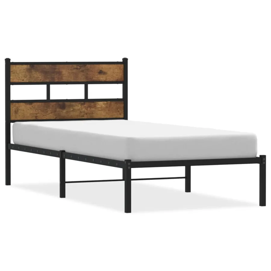 Cadre de lit en métal sans matelas chêne fumé 80x200 cm - 2