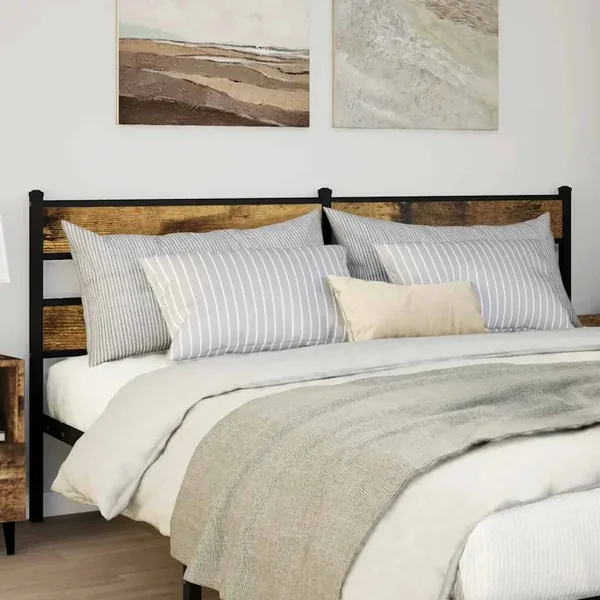 Tête de lit de remplacement chêne fumé 193 cm fer et bois d'ingénierie