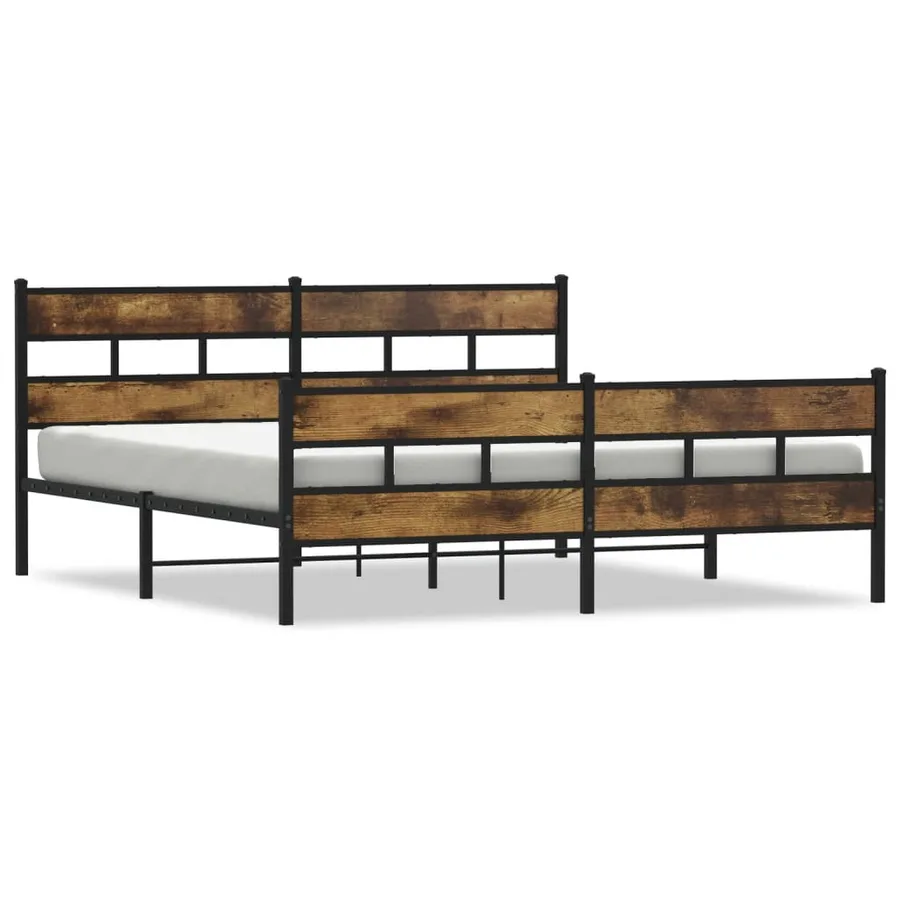 Cadre de lit en métal sans matelas chêne fumé 180x200 cm - 2
