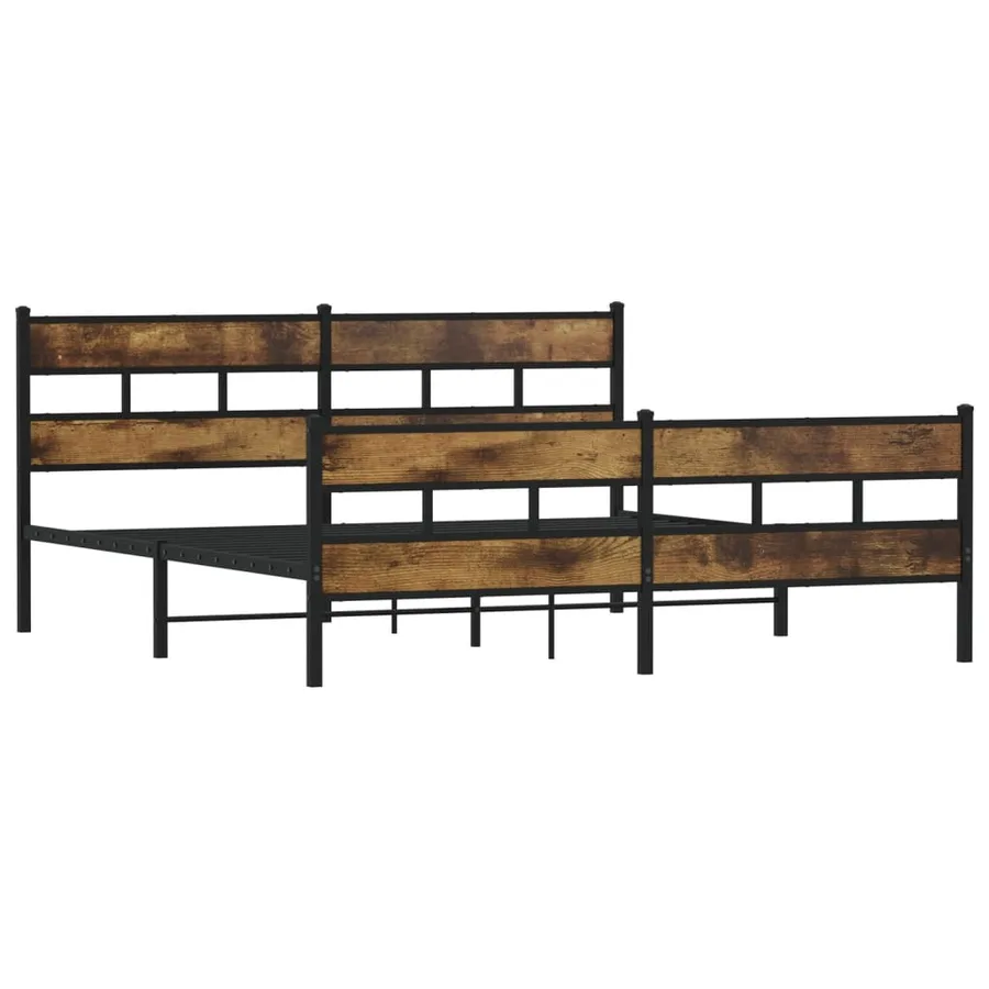 Cadre de lit en métal sans matelas chêne fumé 180x200 cm - 3