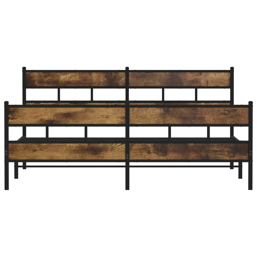Cadre de lit en métal sans matelas chêne fumé 180x200 cm - 4
