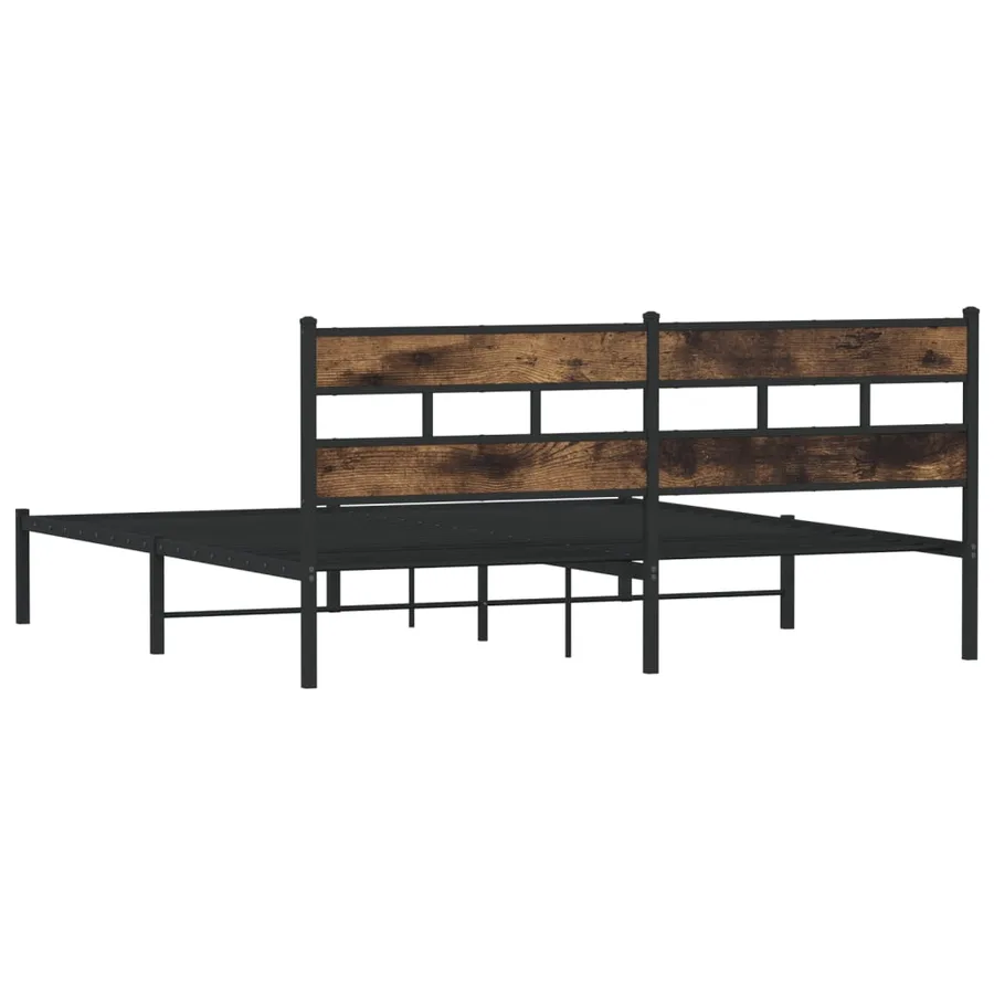 Cadre de lit en métal sans matelas chêne fumé 193x203 cm - 6