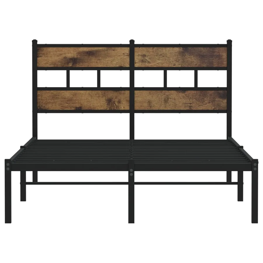 Cadre de lit en métal sans matelas chêne fumé 120x190 cm - 4