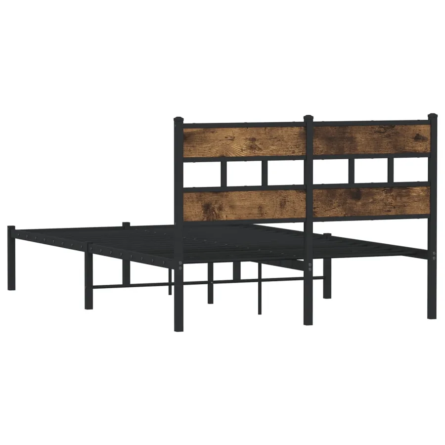 Cadre de lit en métal sans matelas chêne fumé 120x190 cm - 6