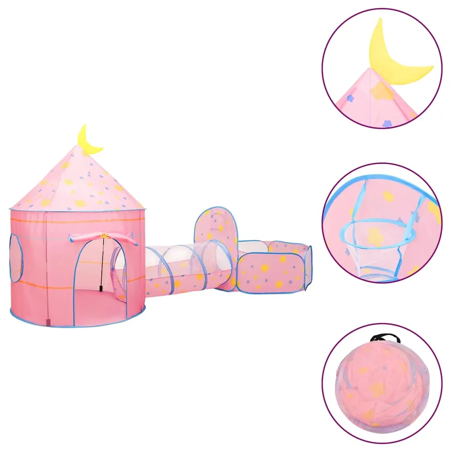 Tente de jeu pour enfants avec 250 balles Rose 301x120x128 cm - 3