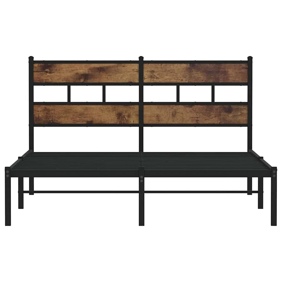 Cadre de lit en métal sans matelas chêne fumé 135x190 cm - 4