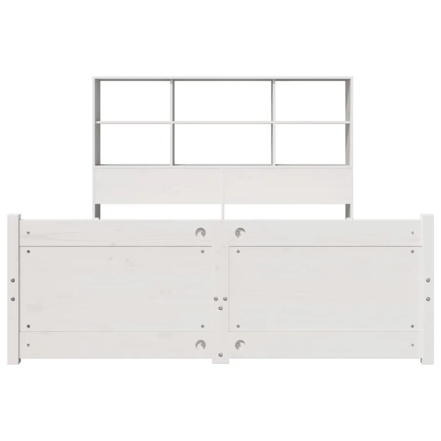 Lit bibliothèque sans matelas blanc 140x200 cm bois pin massif - 4