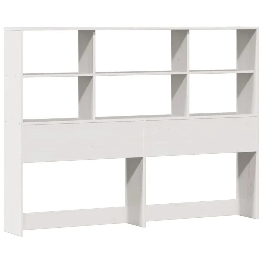 Lit bibliothèque sans matelas blanc 140x200 cm bois pin massif - 7
