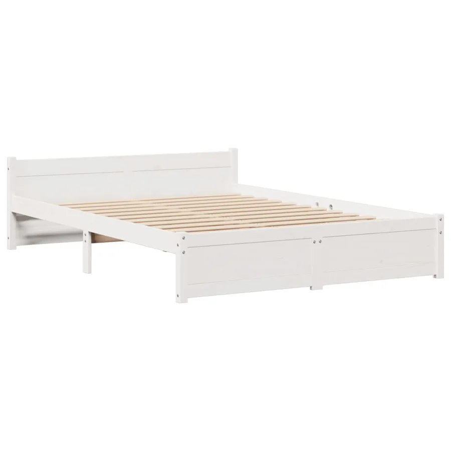 Lit bibliothèque sans matelas blanc 140x200 cm bois pin massif - 8
