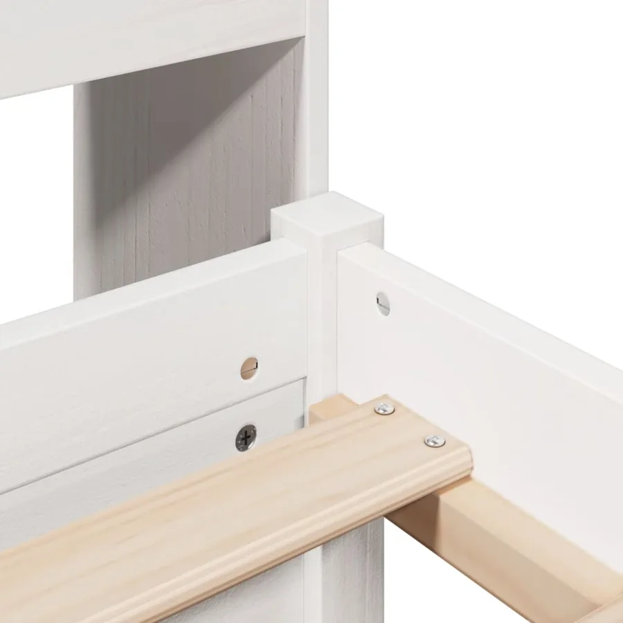 Lit bibliothèque sans matelas blanc 140x200 cm bois pin massif - 9