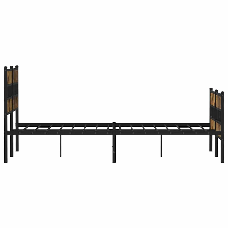 Cadre de lit en métal sans matelas chêne fumé 140x190 cm - 5