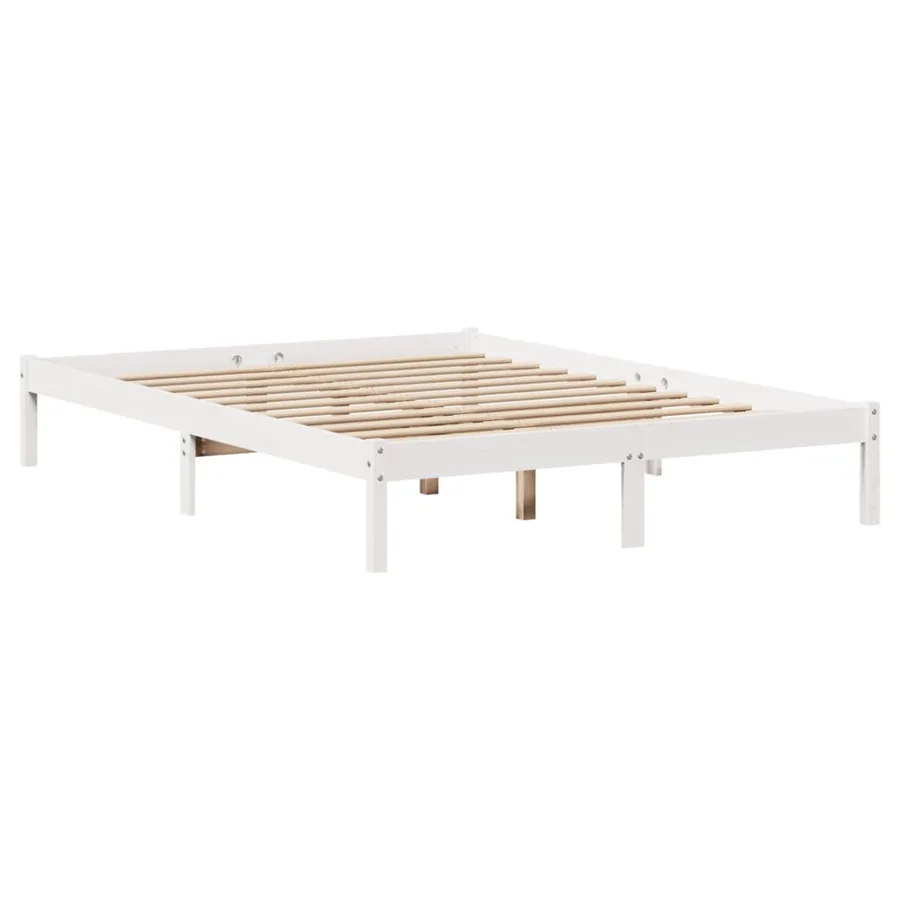 Lit bibliothèque sans matelas blanc 140x200 cm bois pin massif - 5