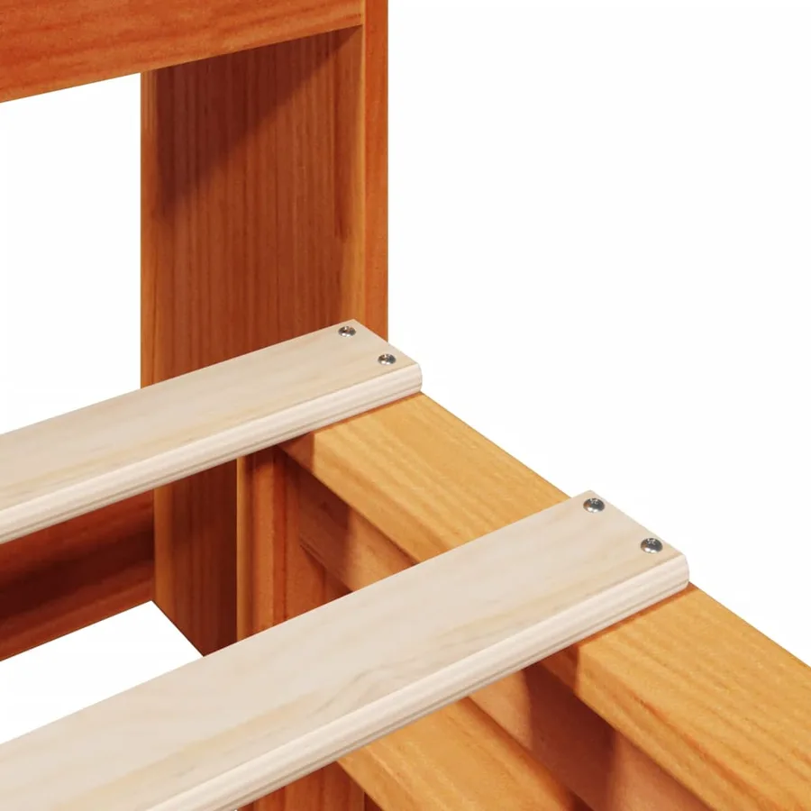 Lit bibliothèque sans matelas cire marron 135x190cm bois massif - 9