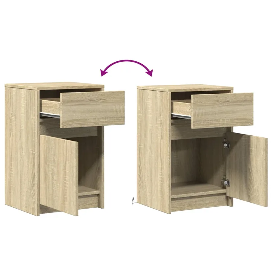 Armoires de chevet et lumières LED 2 pcs chêne sonoma - 10