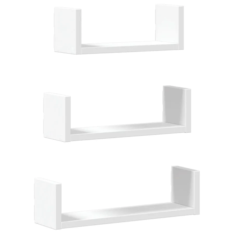 Étagères murales 3 pcs blanc bois d'ingénierie - 2