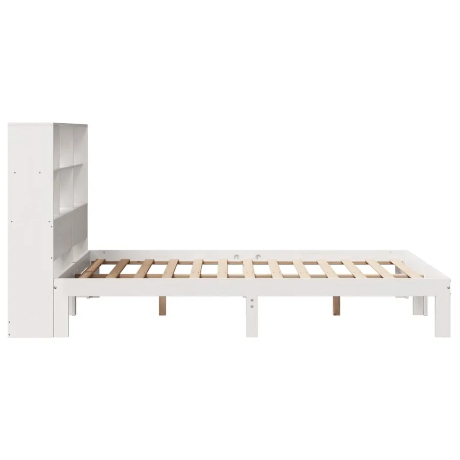 Lit bibliothèque sans matelas blanc 140x200 cm bois pin massif - 7