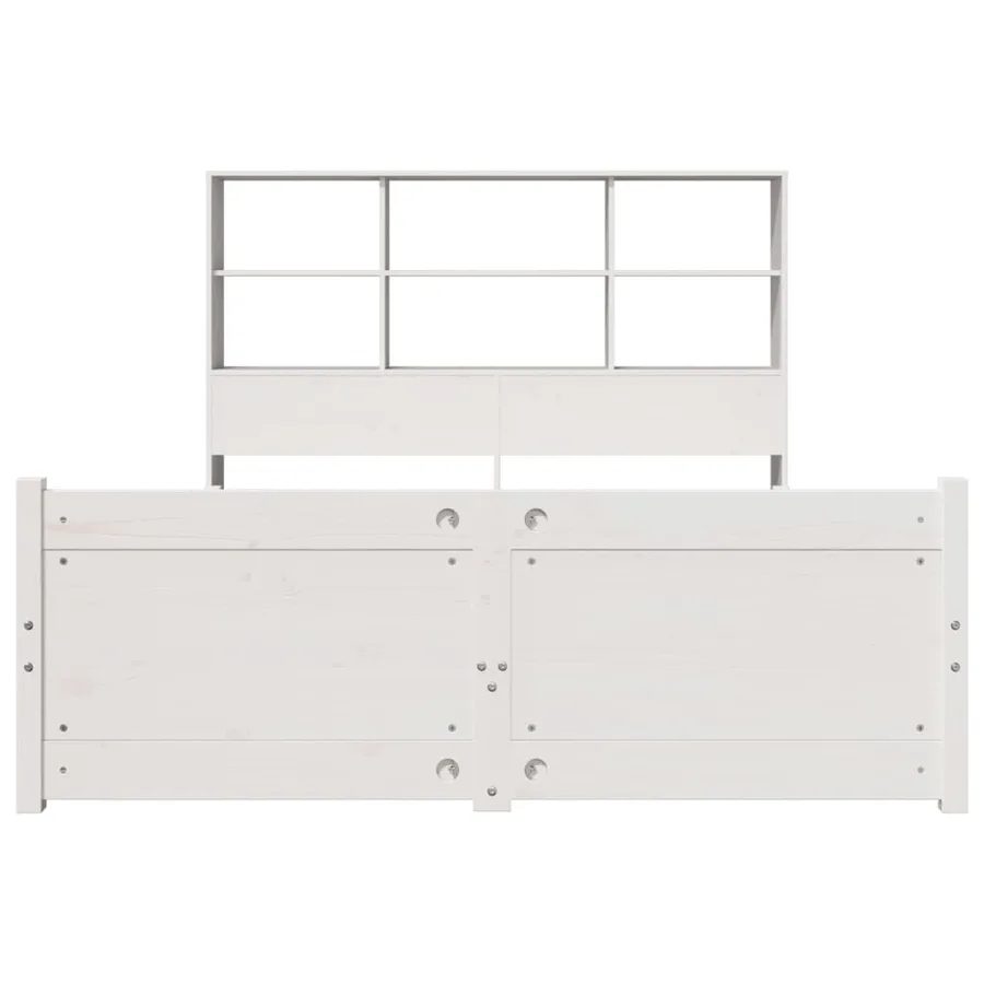 Lit bibliothèque sans matelas blanc 140x190 cm bois pin massif - 4