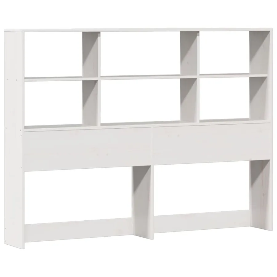 Lit bibliothèque sans matelas blanc 140x190 cm bois pin massif - 7