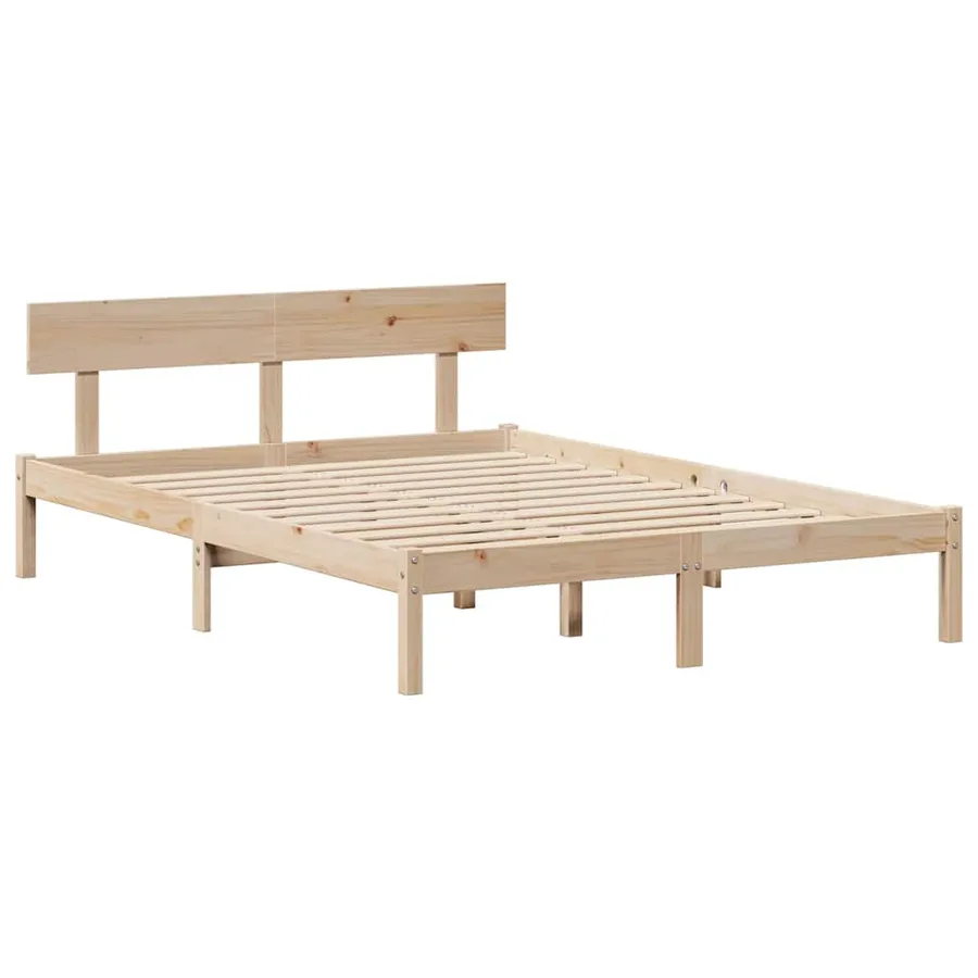Lit bibliothèque sans matelas 160x200 cm bois massif de pin - 5