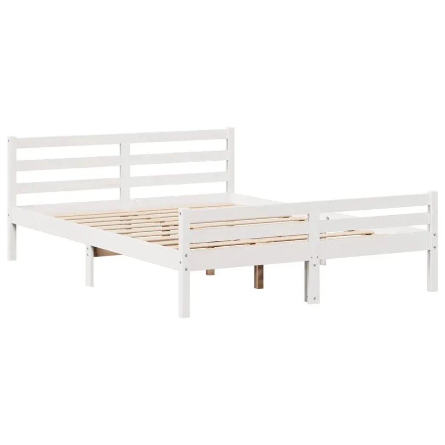 Lit bibliothèque sans matelas blanc 140x200 cm bois pin massif - 8