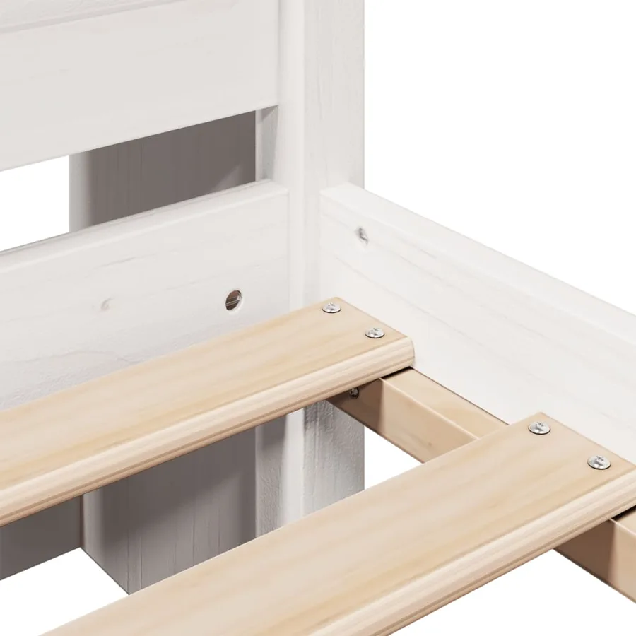 Lit bibliothèque sans matelas blanc 140x200 cm bois pin massif - 9