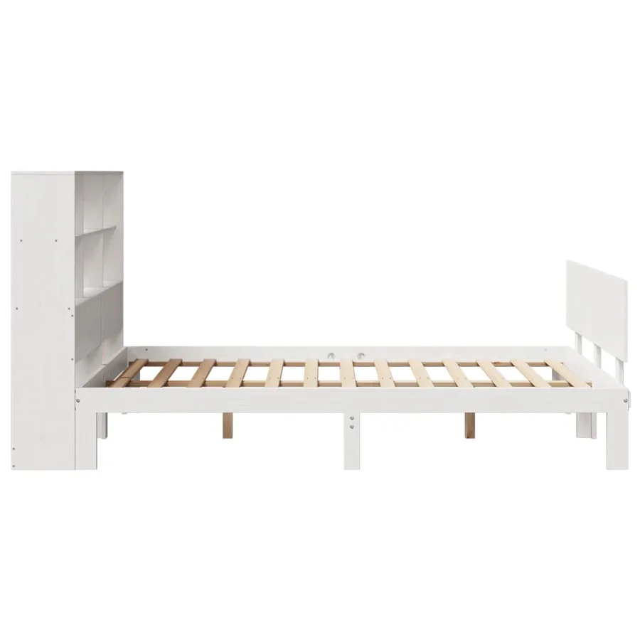 Lit bibliothèque sans matelas blanc 140x200 cm bois pin massif - 5