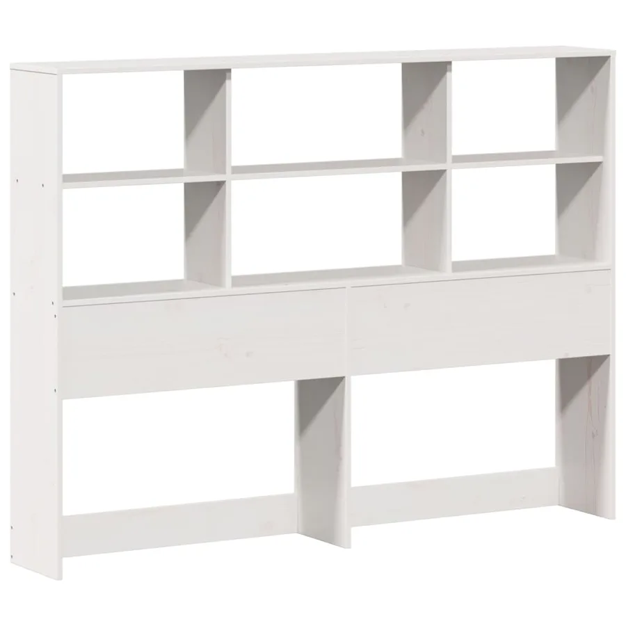 Lit bibliothèque sans matelas blanc 140x200 cm bois pin massif - 7