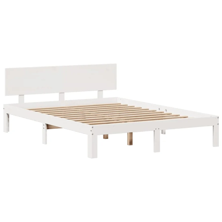 Lit bibliothèque sans matelas blanc 140x200 cm bois pin massif - 8