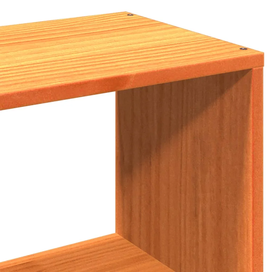 Lit bibliothèque sans matelas cire marron 135x190 cm pin massif - 9