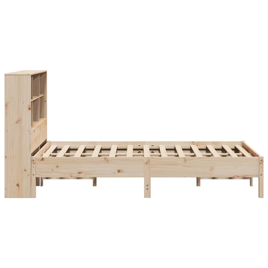 Lit bibliothèque sans matelas 160x200 cm bois massif de pin - 5