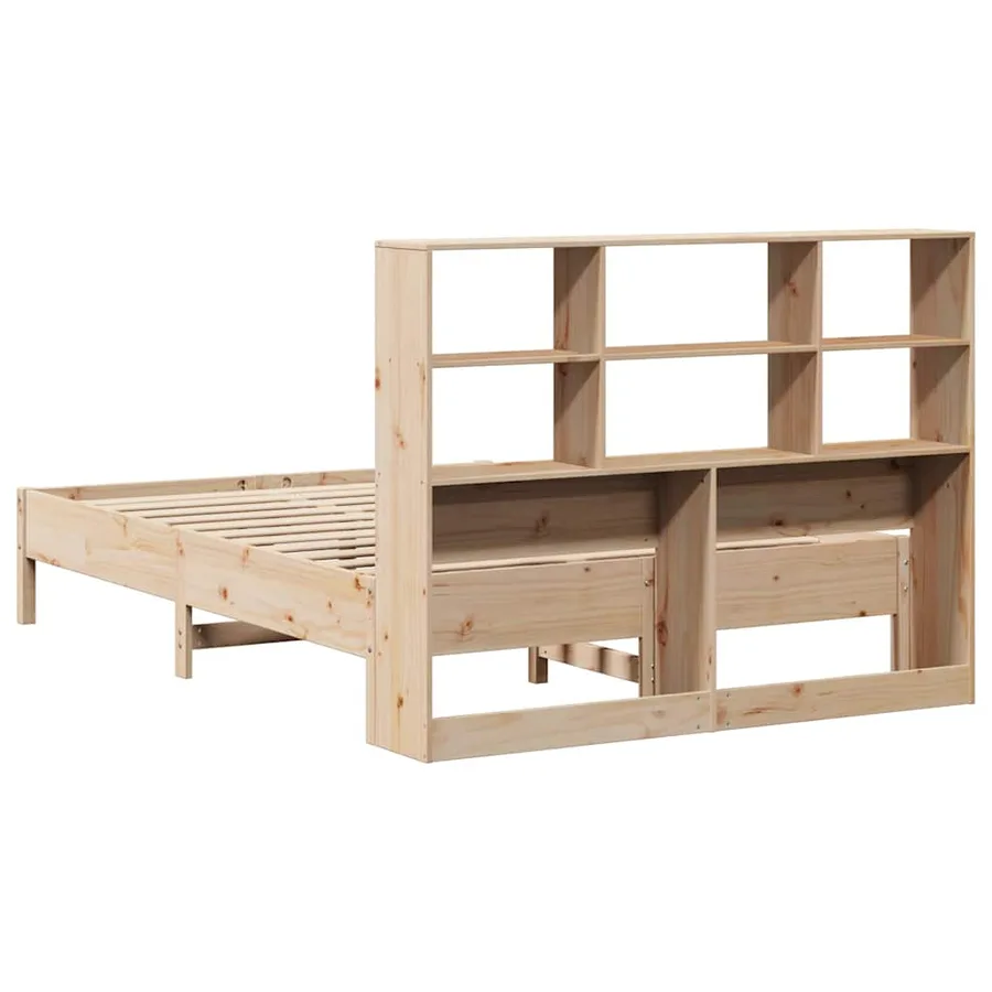 Lit bibliothèque sans matelas 160x200 cm bois massif de pin - 6