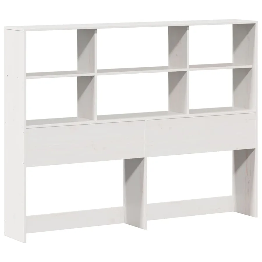 Lit bibliothèque sans matelas blanc 160x200 cm bois massif - 6
