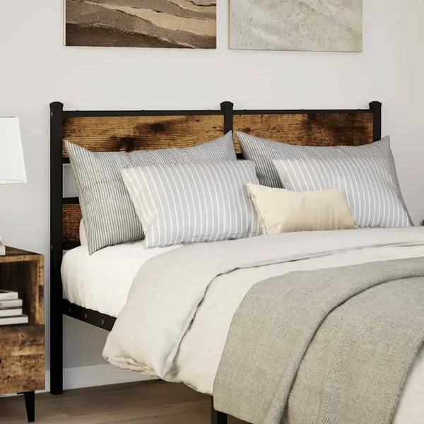 Tête de lit de remplacement chêne fumé 120 cm fer et bois d'ingénierie