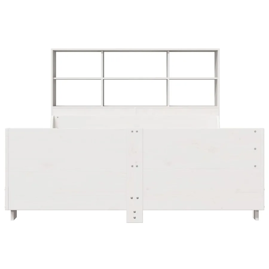 Lit bibliothèque sans matelas blanc 160x200 cm bois massif - 4