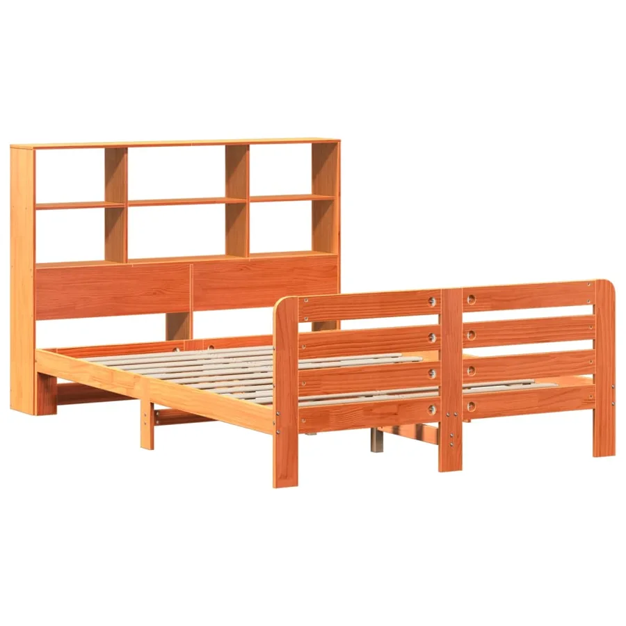 Cadre de lit sans matelas cire marron 160x200cm bois pin massif - 3