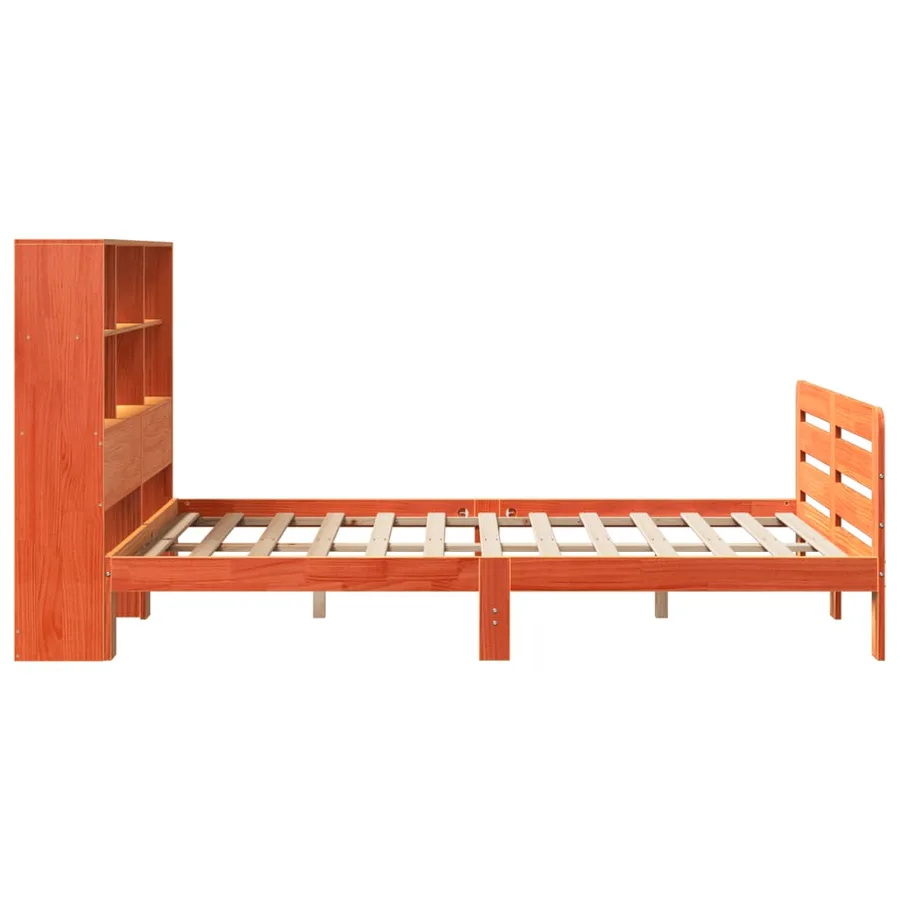 Cadre de lit sans matelas cire marron 160x200cm bois pin massif - 5