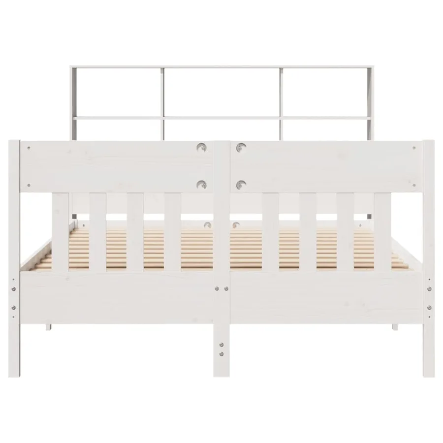 Cadre de lit sans matelas blanc 160x200 cm bois de pin massif - 4