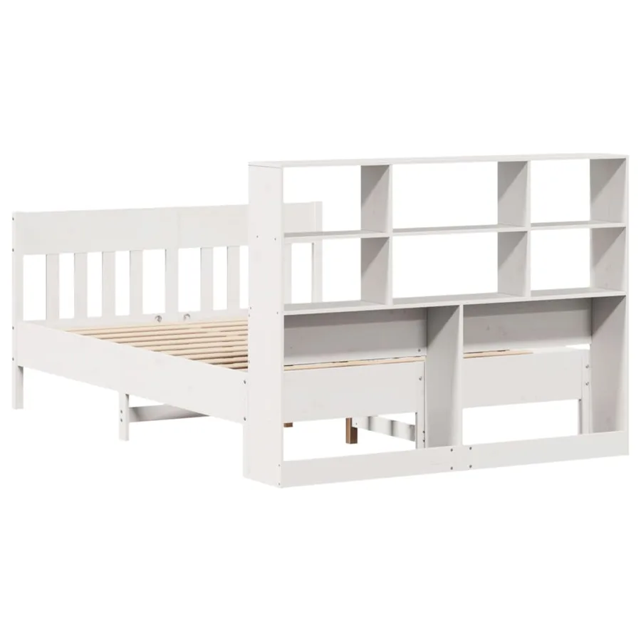 Cadre de lit sans matelas blanc 160x200 cm bois de pin massif - 8