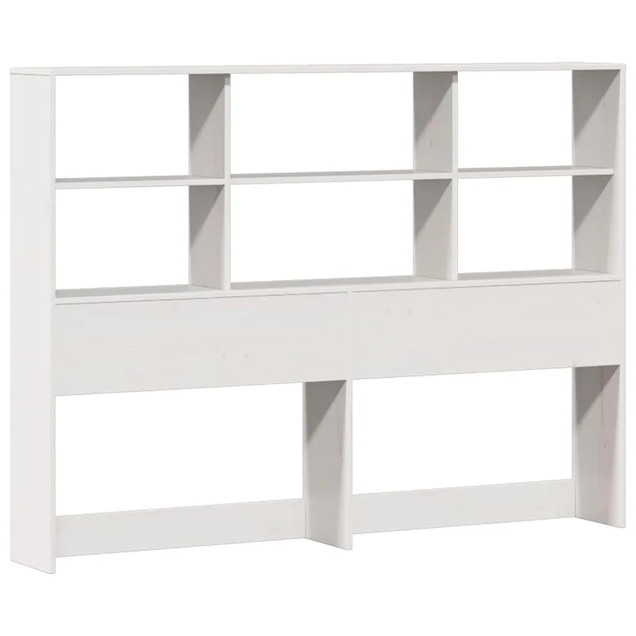Lit bibliothèque sans matelas blanc 160x200 cm bois pin massif - 7