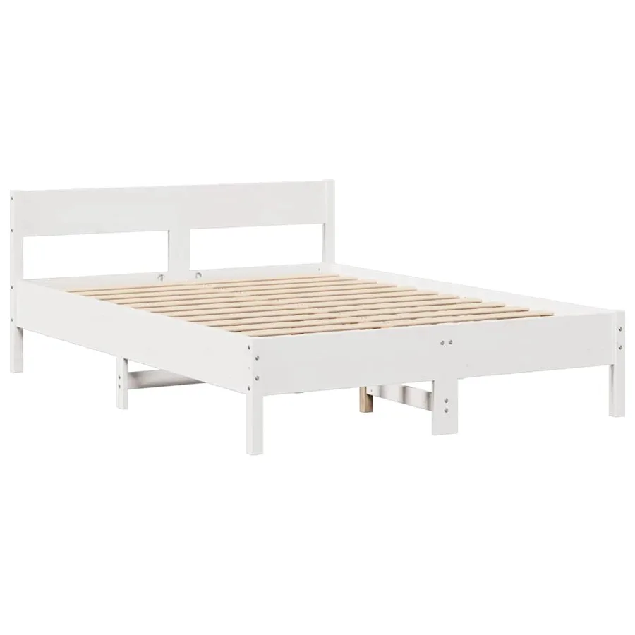 Lit bibliothèque sans matelas blanc 160x200 cm bois pin massif - 8